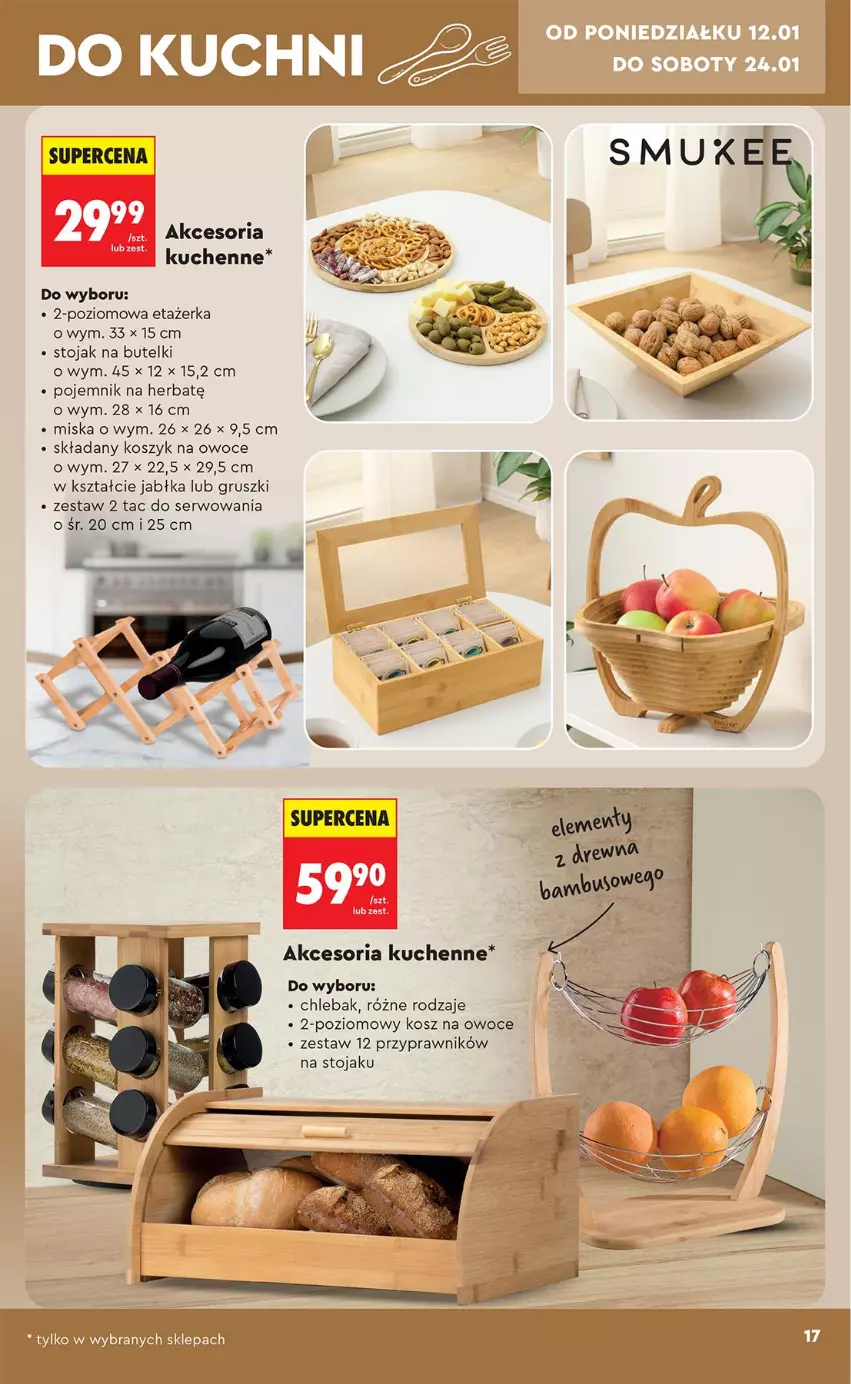 Gazetka promocyjna Biedronka - Okazje Tygodnia - ważna 10.01 do 24.01.2026 - strona 19 - produkty: Chleb, Chlebak, Fa, Gruszki, Jabłka, Kosz, Miska, Owoce, Pojemnik, Ser, Stojak
