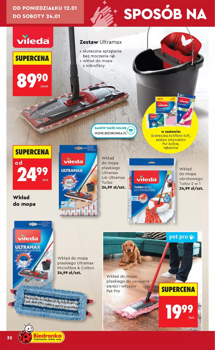 Gazetka promocyjna Biedronka - Okazje Tygodnia - ważna 10.01 do 24.01.2026 - strona 34 - produkty: Mop, Pur, Rama, Rękawice, Sprzątanie, Wkład do mopa