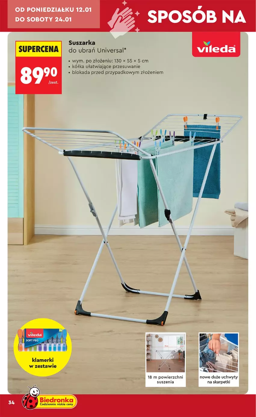 Gazetka promocyjna Biedronka - Okazje Tygodnia - ważna 10.01 do 24.01.2026 - strona 36 - produkty: Karp, Skarpetki, Suszarka, Suszarka do ubrań, Uchwyty
