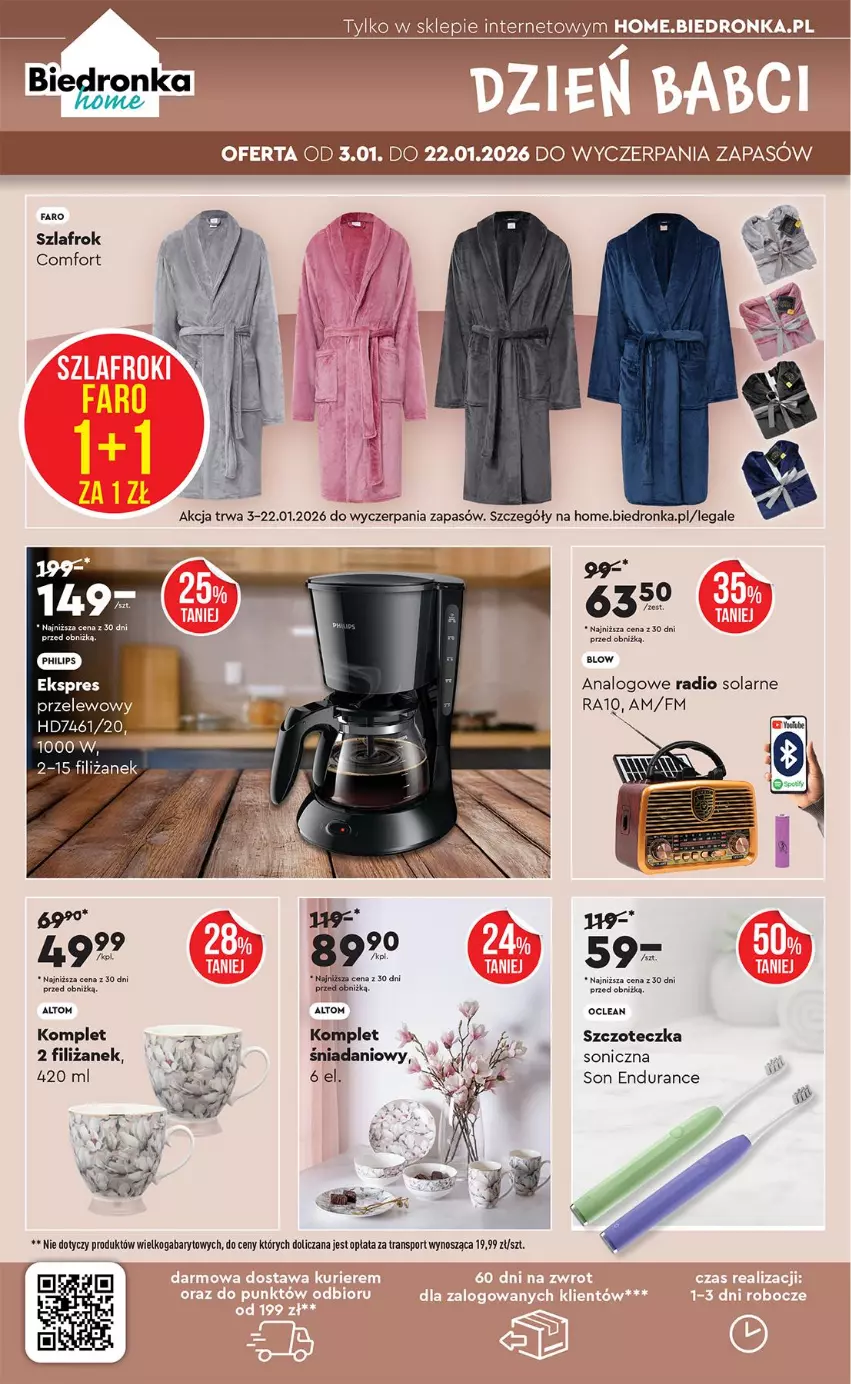 Gazetka promocyjna Biedronka - Okazje Tygodnia - ważna 10.01 do 24.01.2026 - strona 54 - produkty: Danio, Ekspres przelewowy, Fa, Philips, Por, Szczoteczka, Szczoteczka soniczna, Szlafrok