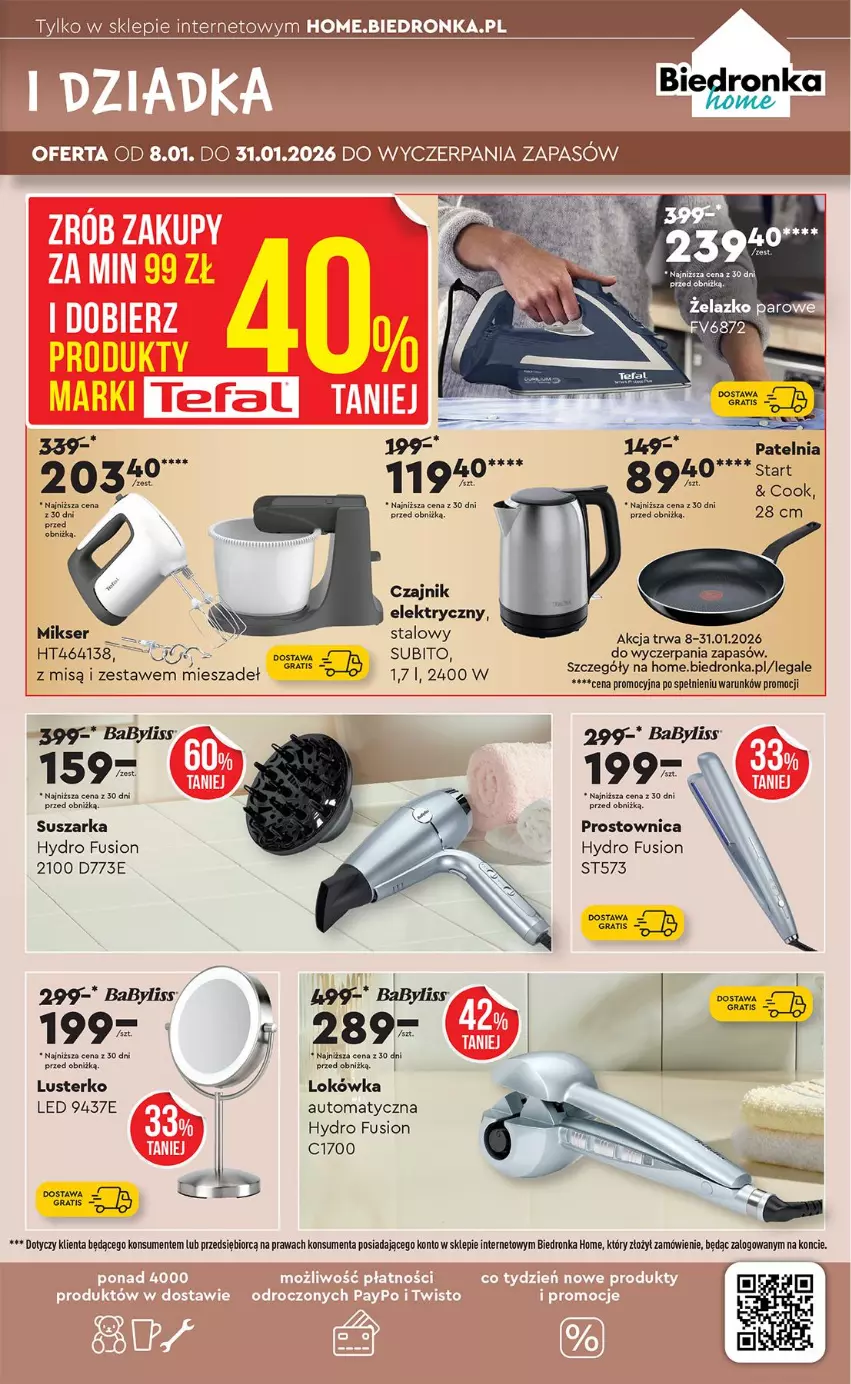 Gazetka promocyjna Biedronka - Okazje Tygodnia - ważna 10.01 do 24.01.2026 - strona 55 - produkty: Czajnik, Fa, Fusion, Gra, Lokówka, Lokówka automatyczna, Mikser, Patelnia, Ser, Suszarka