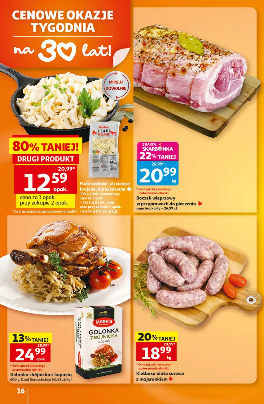 Gazetka promocyjna Auchan - 30 Lat Hipermarket - ważna 08.10 do 14.10.2026 - strona 16 - produkty: Boczek, Boczek wieprzowy, Kapustą, Kiełbasa, Kiełbasa biała, Piec