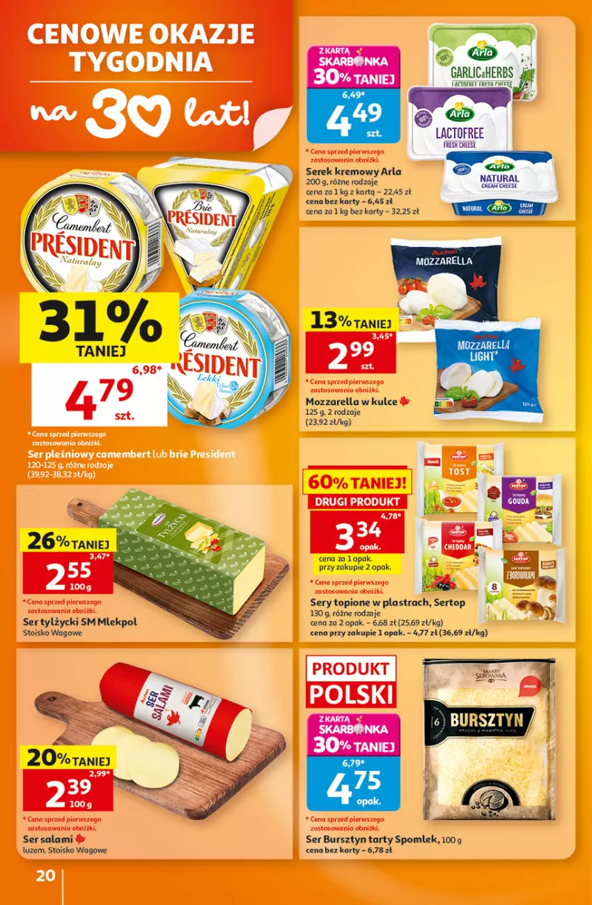 Gazetka promocyjna Auchan - 30 Lat Hipermarket - ważna 08.10 do 14.10.2026 - strona 20 - produkty: Bursztyn, Mozzarella, Nerf, Salami, Ser, Ser salami, Ser tylżycki, Serek, Top