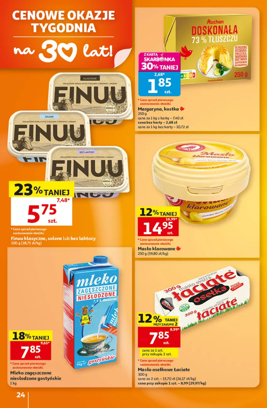 Gazetka promocyjna Auchan - 30 Lat Hipermarket - ważna 08.10 do 14.10.2026 - strona 24 - produkty: Margaryna, Masło, Masło klarowane, Mleko, Mleko zagęszczone, Olej