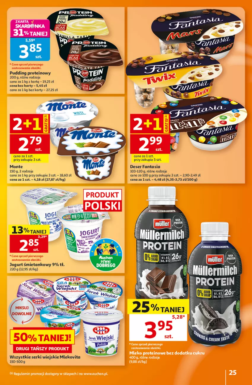 Gazetka promocyjna Auchan - 30 Lat Hipermarket - ważna 08.10 do 14.10.2026 - strona 25 - produkty: Deser, Fa, Fanta, Jogurt, Mleko, Mlekovita, Monte, Pudding, Ser