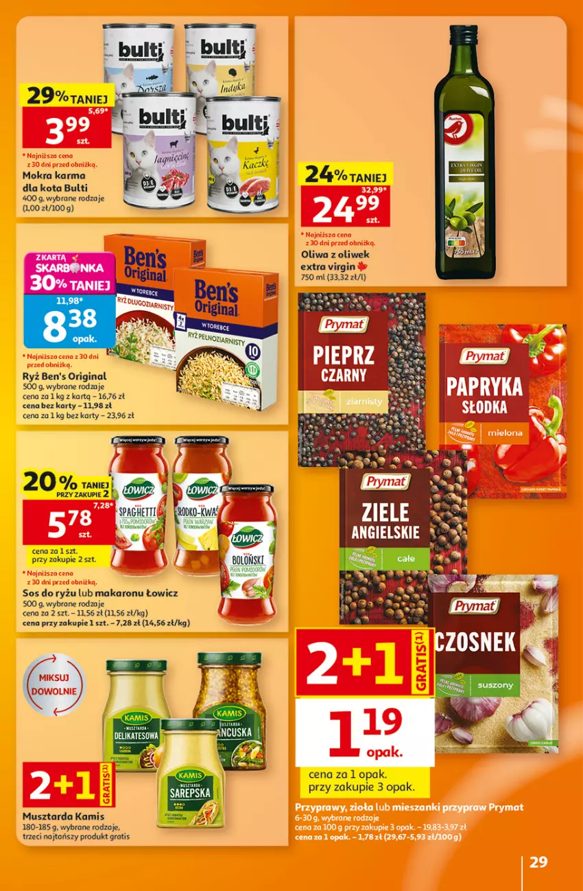 Gazetka promocyjna Auchan - 30 Lat Hipermarket - ważna 08.10 do 14.10.2026 - strona 29 - produkty: Gin, Gra, Kamis, Makaron, Mokra karma, Mus, Musztarda, Oliwa, Oliwa z oliwek, Ryż, Sos, Spaghetti