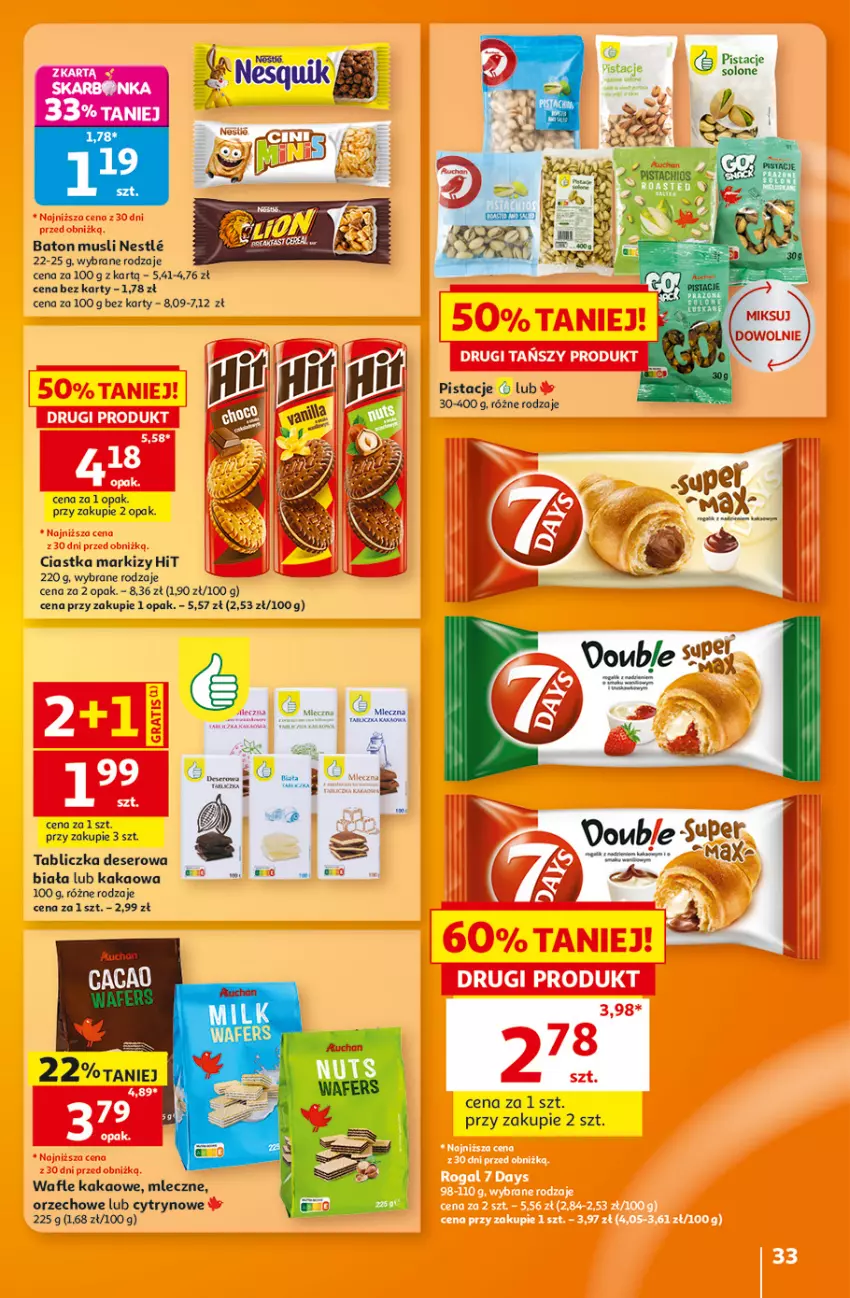 Gazetka promocyjna Auchan - 30 Lat Hipermarket - ważna 08.10 do 14.10.2026 - strona 33 - produkty: Baton, Ciastka, Deser, Kakao, Miecz, Mus, Pistacje, Ser, Wafle