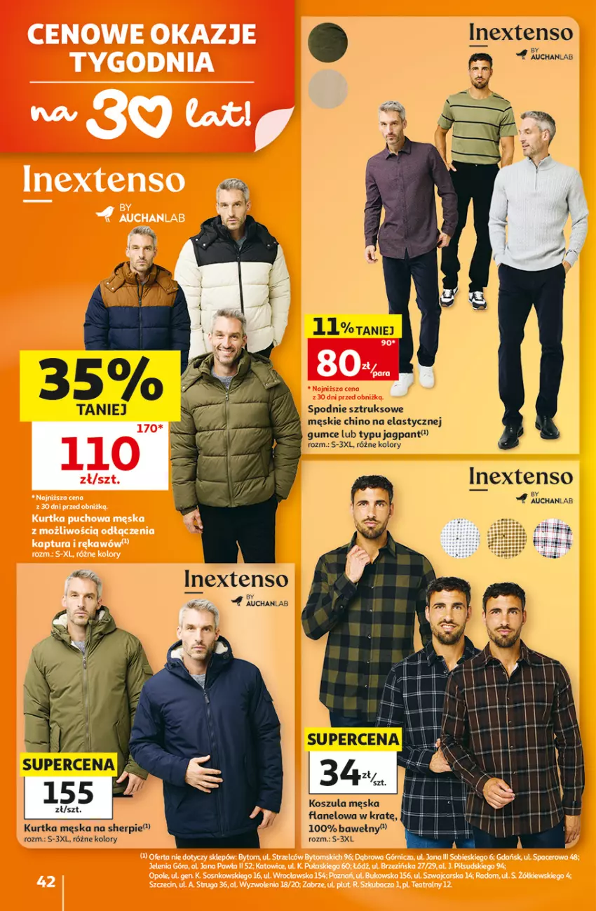 Gazetka promocyjna Auchan - 30 Lat Hipermarket - ważna 08.10 do 14.10.2026 - strona 42 - produkty: Kosz, Koszula, Kurtka, Spodnie, Spodnie sztruksowe