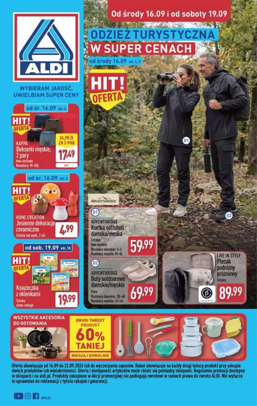 Gazetka promocyjna Aldi - Przygotuj się na kolejny tydzień! - ważna 16.09 do 19.09.2026 - strona 1 - produkty: Bokserki, Rama, Ser