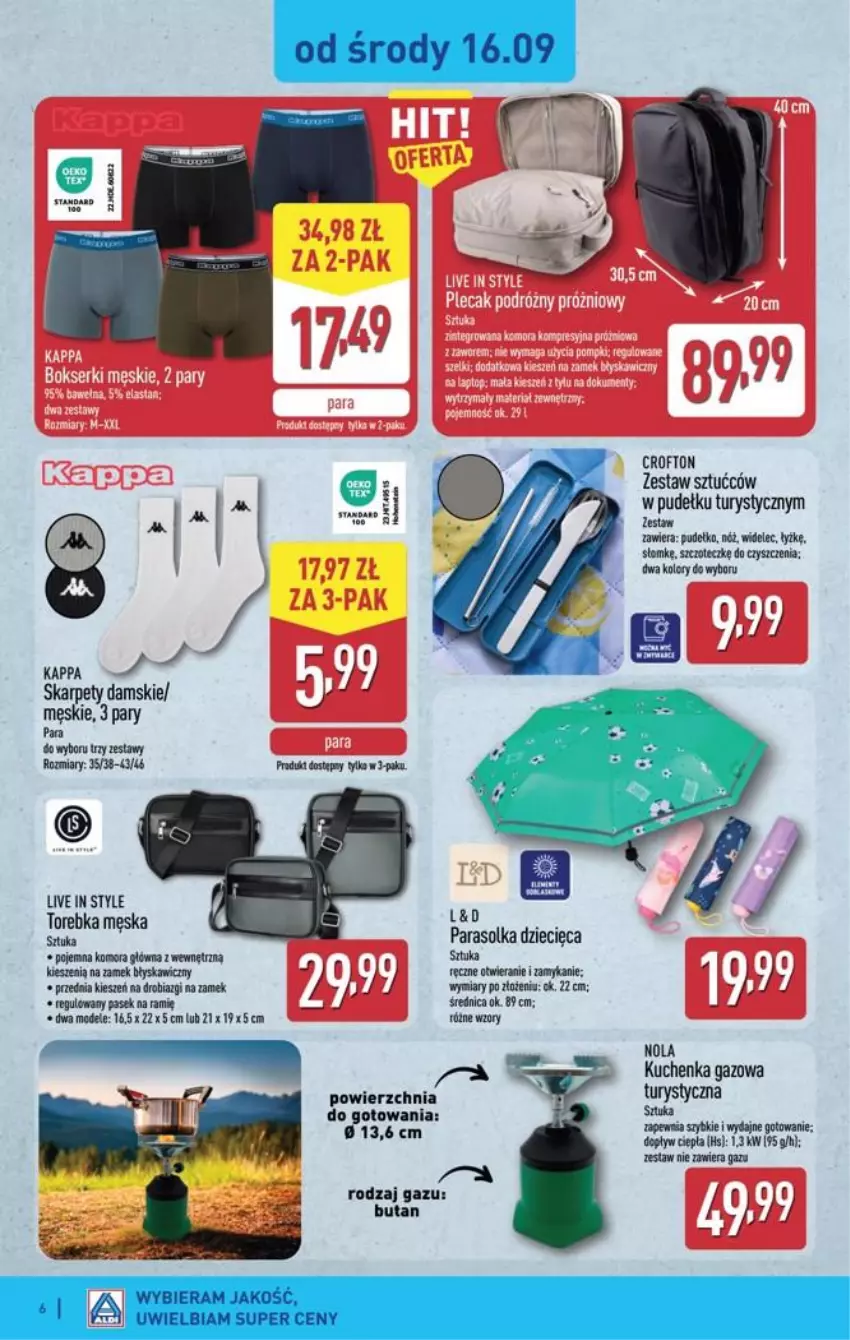 Gazetka promocyjna Aldi - Przygotuj się na kolejny tydzień! - ważna 16.09 do 19.09.2026 - strona 6 - produkty: Dzieci, Fa, Parasol, Pudełko, Torebka, Zestaw sztućców