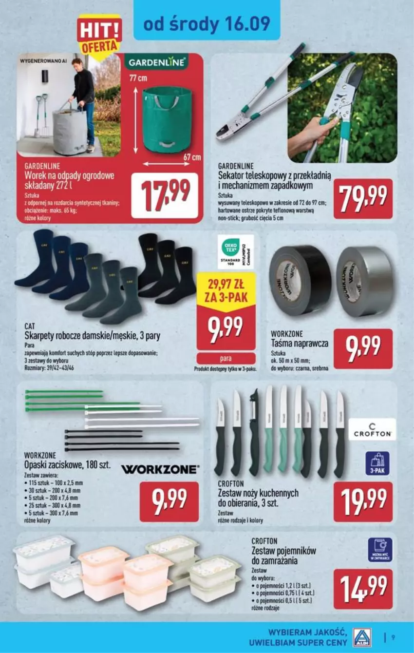 Gazetka promocyjna Aldi - Przygotuj się na kolejny tydzień! - ważna 16.09 do 19.09.2026 - strona 9 - produkty: Fa, Karp, Noż, Pojemnik, Sekator, Taśma naprawcza, Teleskop