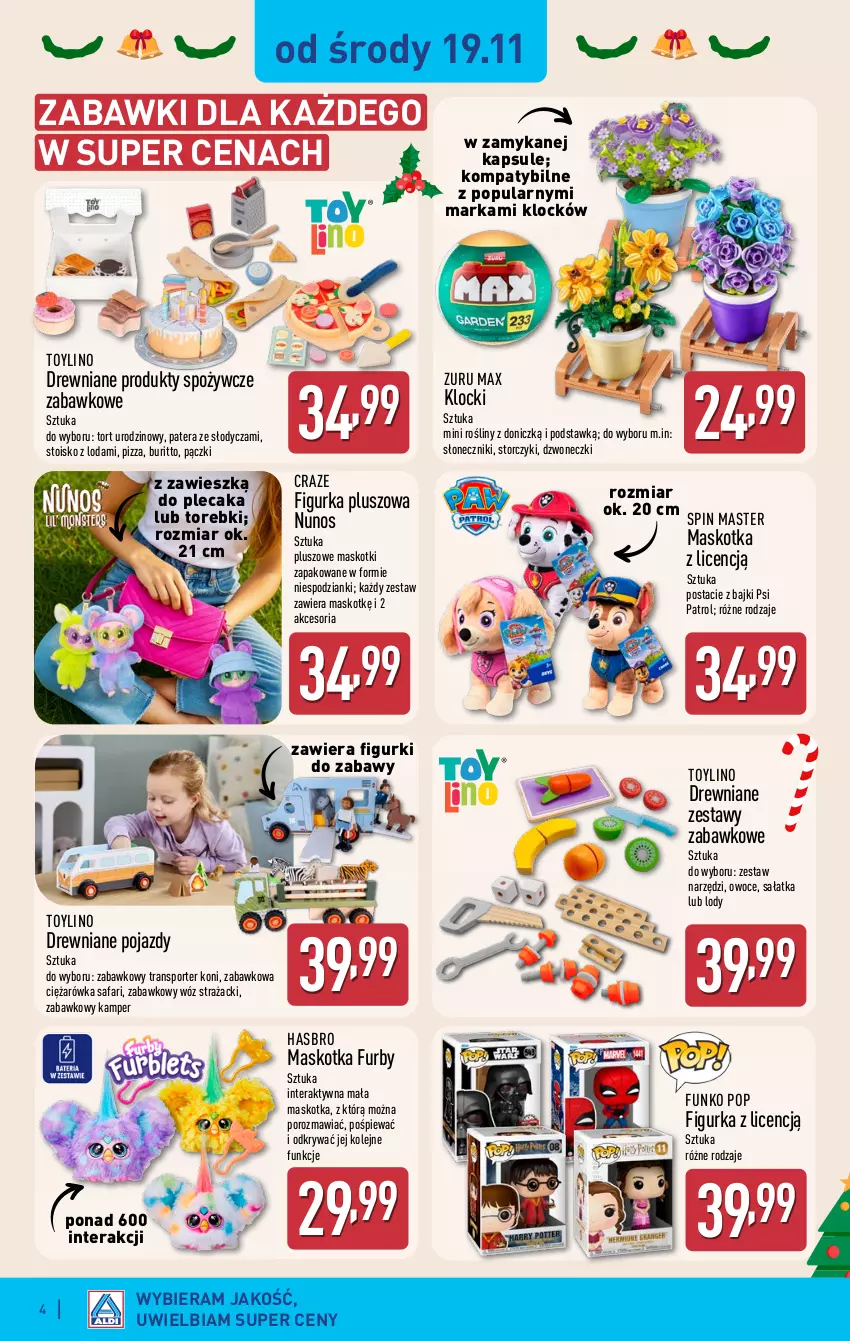 Gazetka promocyjna Aldi - Artykuły przemysłowe i tekstylia - ważna 19.11 do 22.11.2025 - strona 4 - produkty: Fa, Hasbro, Klocki, Lody, Olej, Owoce, Pizza, Plecak, Pojazd, Por, Psi Patrol, Sałat, Sałatka, Sport, Storczyk, Tera, Tran, Wóz strażacki, Zestaw narzędzi