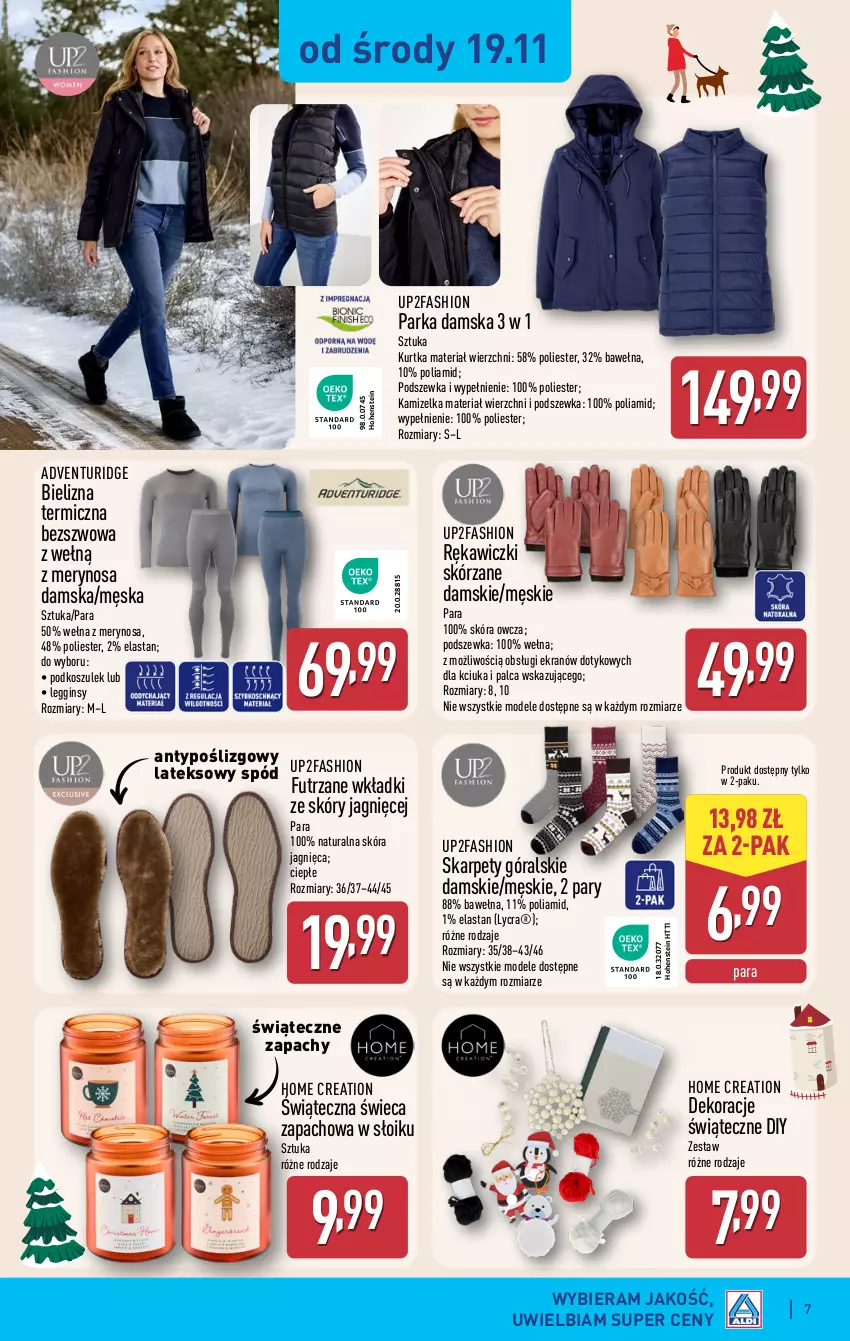 Gazetka promocyjna Aldi - Artykuły przemysłowe i tekstylia - ważna 19.11 do 22.11.2025 - strona 7 - produkty: Bielizna, Fa, Gin, Kamizelka, Karp, Kosz, Kurtka, Legginsy, Parka, Podkoszulek, Wełna, Wkładki