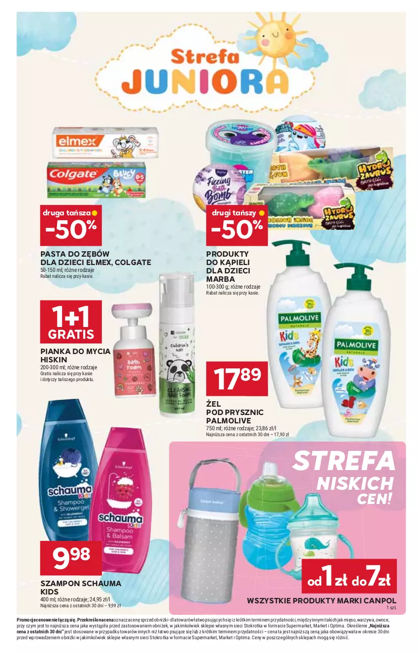 Gazetka promocyjna Stokrotka - Market - ważna 25.06 do 01.07.2026 - strona 31 - produkty: Canpol, Colgate, Dzieci, Elmex, Fa, Gra, LG, Mięso, Optima, Owoce, Palmolive, Pasta do zębów, Schauma, Szampon, Warzywa