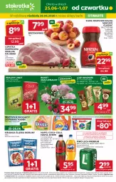 Gazetka promocyjna Stokrotka - Market - Gazetka - ważna od 01.07 do 01.07.2026 - strona 1 - produkty: Piwa, Piwo, Nescafé, Warzywa, Kawa rozpuszczalna, JBL, Gra, Praliny, Kawa, Coca-Cola, Lody, Optima, Morliny, Brzoskwinie, Bukiet, Fanta, Owoce, Sprite, Napój, Kiełbasa, Mięso, Lindt, Lech Premium, Kiełbasa śląska, Fa