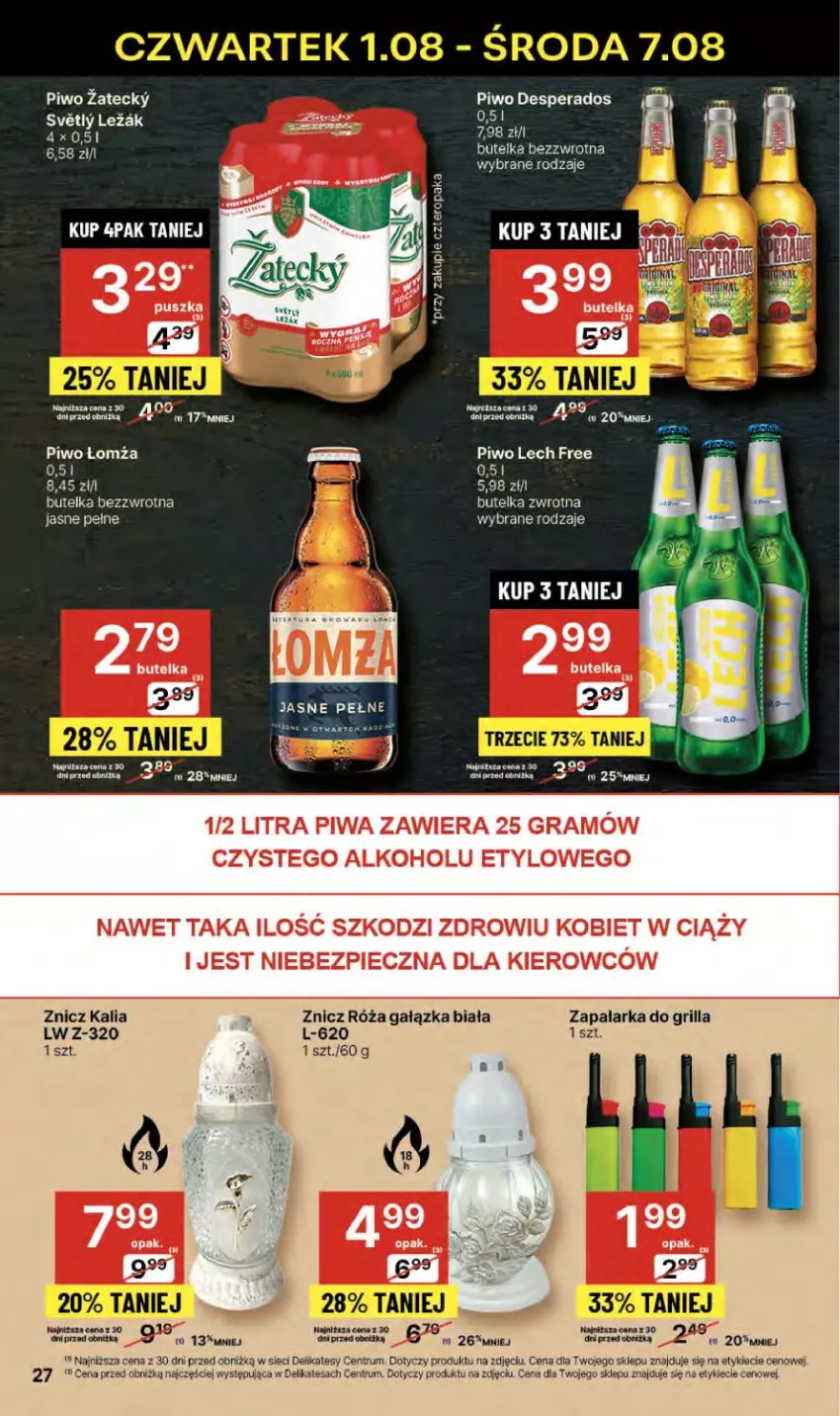 Gazetka promocyjna Delikatesy Centrum - NOWA GAZETKA Delikatesy Centrum od 1 sierpnia! 1-7.08.2024 - ważna 01.08 do 07.08.2024 - strona 27 - produkty: Desperados, Gin, Grill, Piwo, Róża, Rum, Zapalarka, Znicz