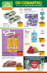 Gazetka promocyjna Stokrotka - Market - Gazetka - ważna od 23.06 do 23.06.2021 - strona 1 - produkty: Sok, Gin, Coccolino, Jaja, Karkówka wieprzowa, Mleczko, Płyn do płukania, Czekolada, Wosana, Rzodkiewka, Milka