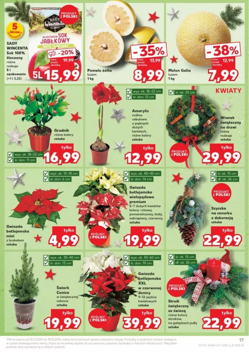 Gazetka promocyjna Kaufland - ważna 12.12 do 18.12.2024 - strona 10 - produkty: Amarylis, Gwiazda, Melon, Pomelo, Sok, Stroik świąteczny