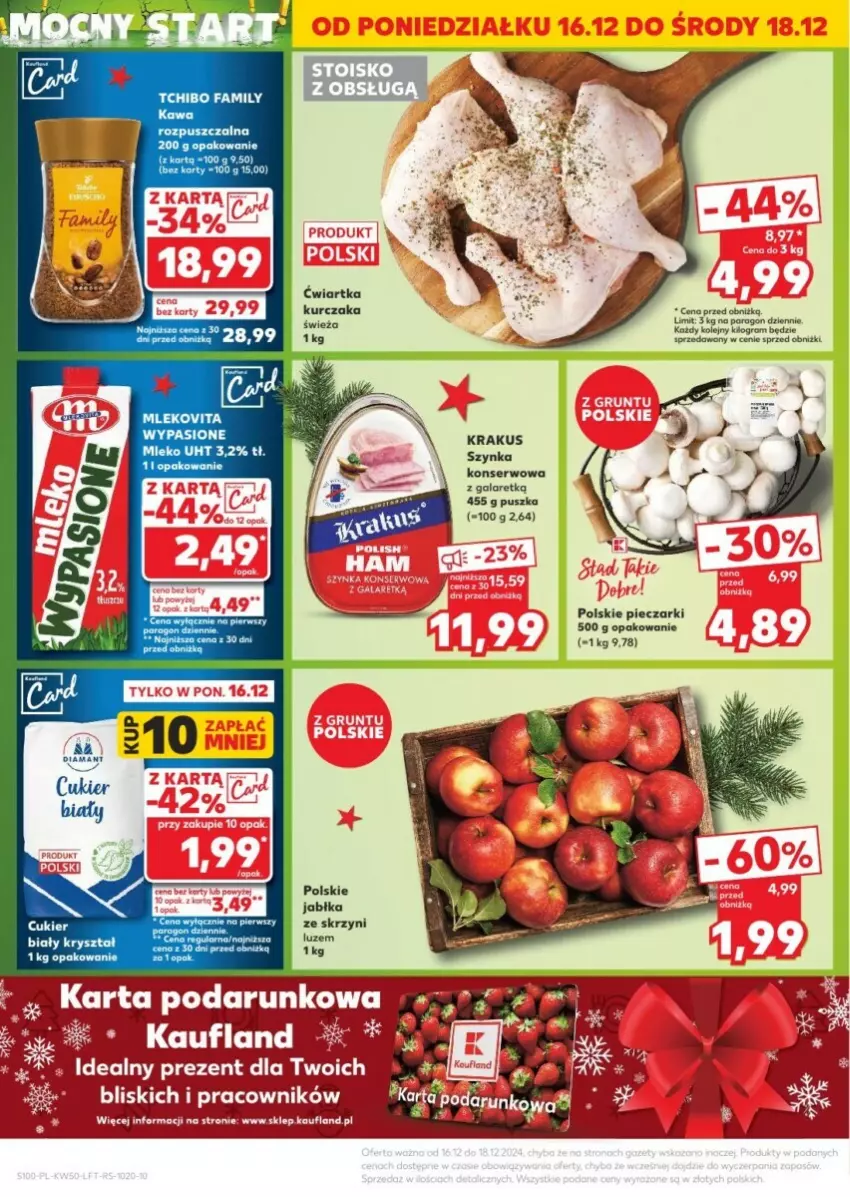 Gazetka promocyjna Kaufland - ważna 12.12 do 18.12.2024 - strona 3 - produkty: Cukier, Fa, Gala, Jabłka, Krakus, Kurczak, Mleko, Mlekovita, Okno, Olej, Piec, Ser, Szynka, Tchibo, Tchibo Family