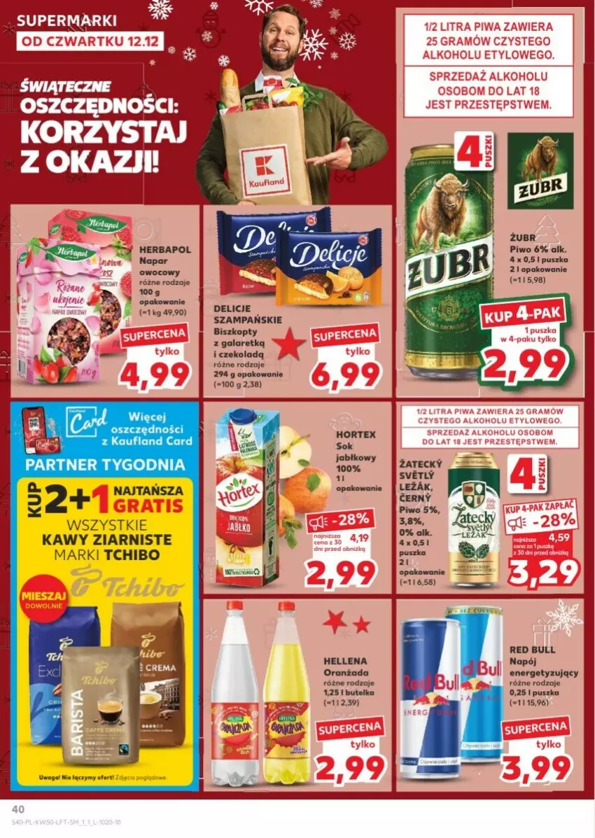 Gazetka promocyjna Kaufland - ważna 12.12 do 18.12.2024 - strona 36 - produkty: Delicje, Hellena, Hortex, Napój, Piwo, Red Bull, Sok, Tchibo, Waga