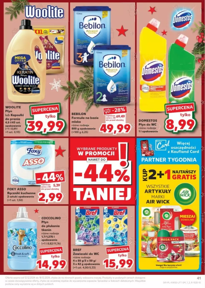 Gazetka promocyjna Kaufland - ważna 12.12 do 18.12.2024 - strona 37 - produkty: Air Wick, BEBILON, Coccolino, Domestos, Foxy, Gra, Płyn do płukania, Płyn do wc, Ręcznik, Waga, Woolite, Zawieszki