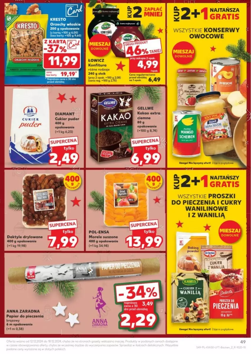 Gazetka promocyjna Kaufland - ważna 12.12 do 18.12.2024 - strona 45 - produkty: Cukier, Cukier puder, Daktyle, Diamant, Konfitura, Orzechy włoskie, Papier, Papier do pieczenia, Piec, Puder, Ser, Waga