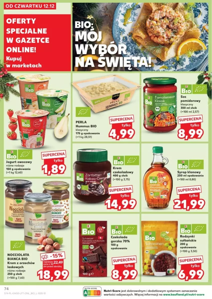 Gazetka promocyjna Kaufland - ważna 12.12 do 18.12.2024 - strona 73 - produkty: Czekolada, Hummus, Jogurt, Jogurt owocowy, Mus, Sos, Sos pomidorowy, Syrop