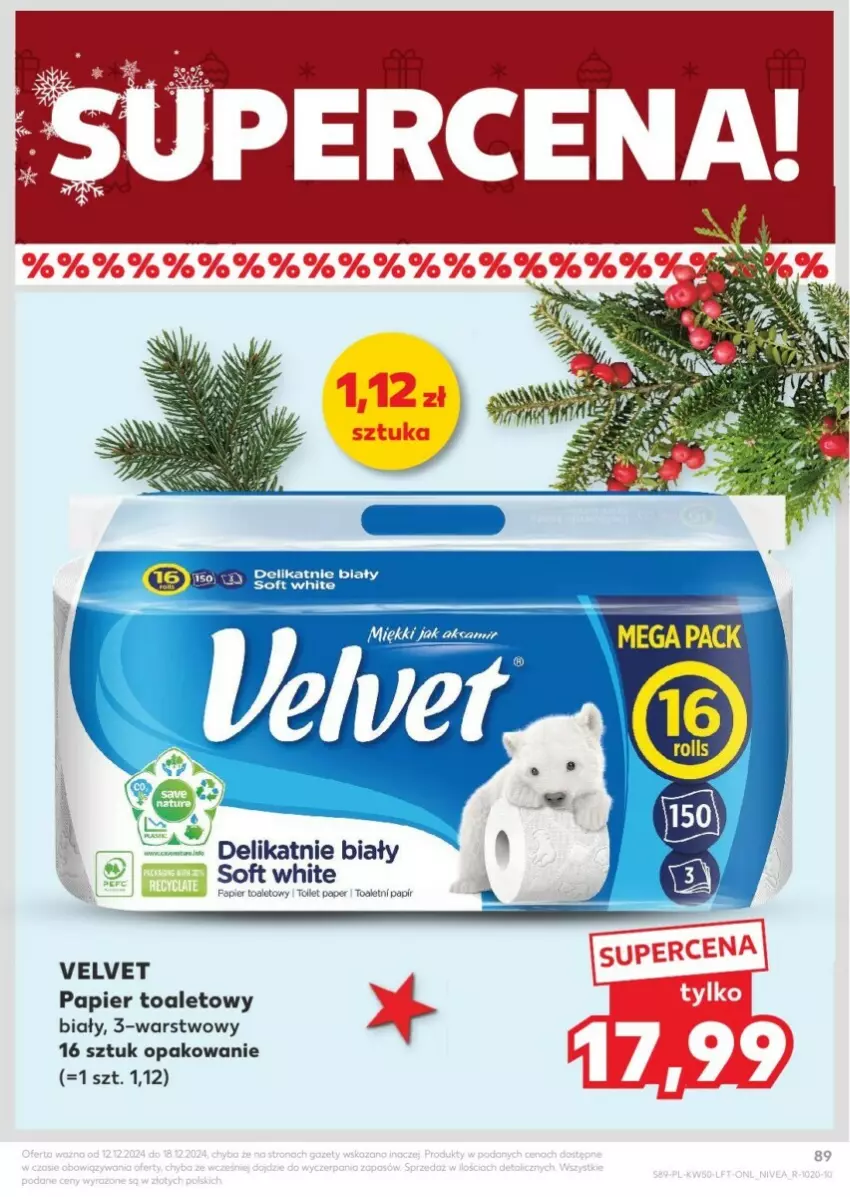 Gazetka promocyjna Kaufland - ważna 12.12 do 18.12.2024 - strona 89 - produkty: Fa, Papier, Papier toaletowy, Velvet