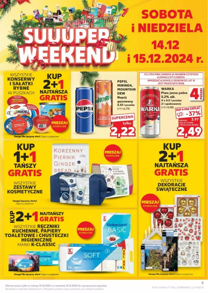 Gazetka promocyjna Kaufland - ważna 12.12 do 18.12.2024 - strona 90 - produkty: Chusteczki, Mirinda, Napój, Napój gazowany, Papier, Pepsi, Piwo, Piwo jasne, Ręcznik, Sałat, Ser, Waga