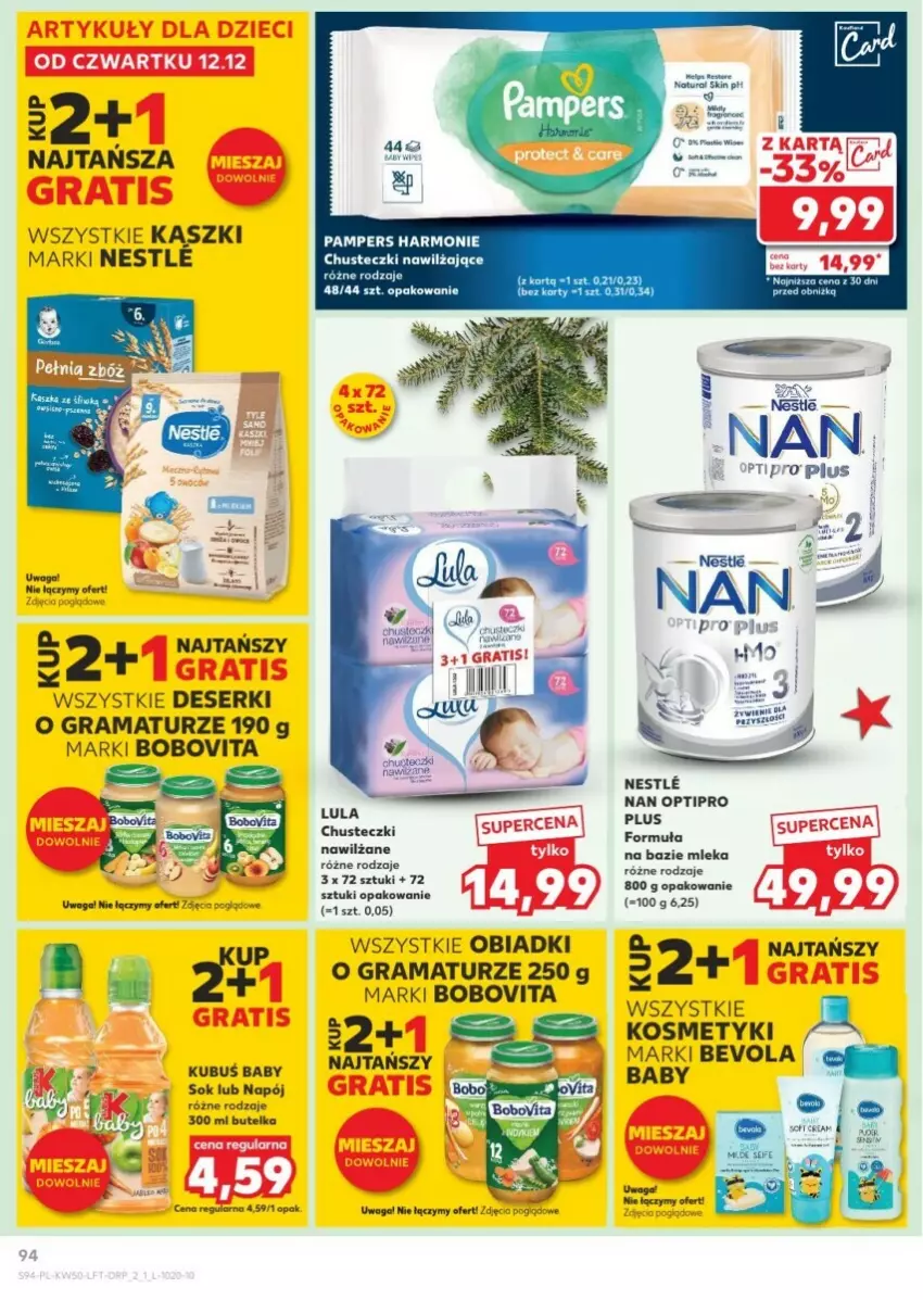 Gazetka promocyjna Kaufland - ważna 12.12 do 18.12.2024 - strona 95 - produkty: BoboVita, Chusteczki, Deser, Gra, Kubuś, NAN Optipro, Pampers, Rama, Ser, Sok