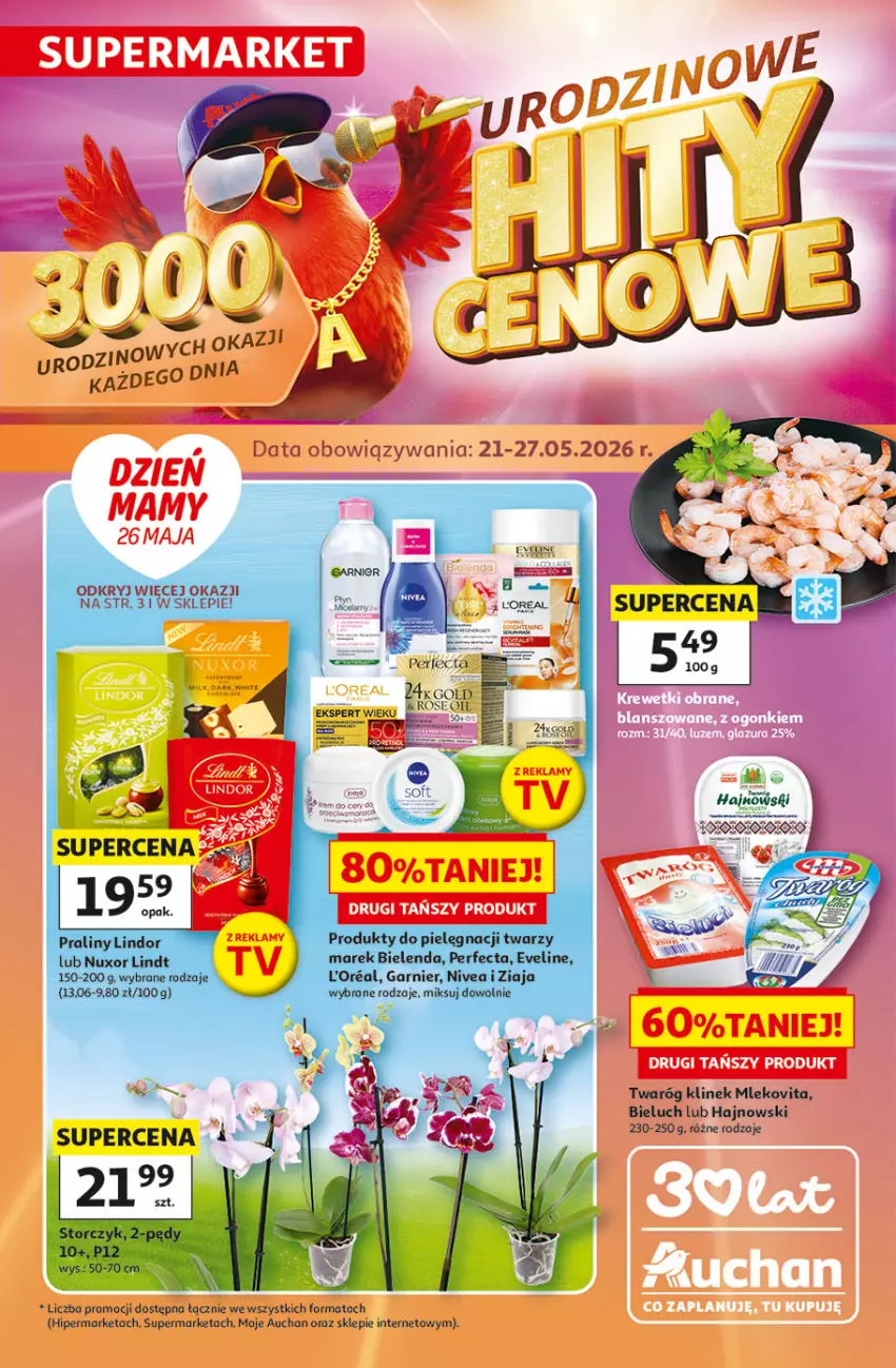 Gazetka promocyjna Auchan - 30 Lat Supermarket - ważna 21.05 do 27.05.2026 - strona 1 - produkty: Bieluch, Mleko, Mlekovita, Twaróg