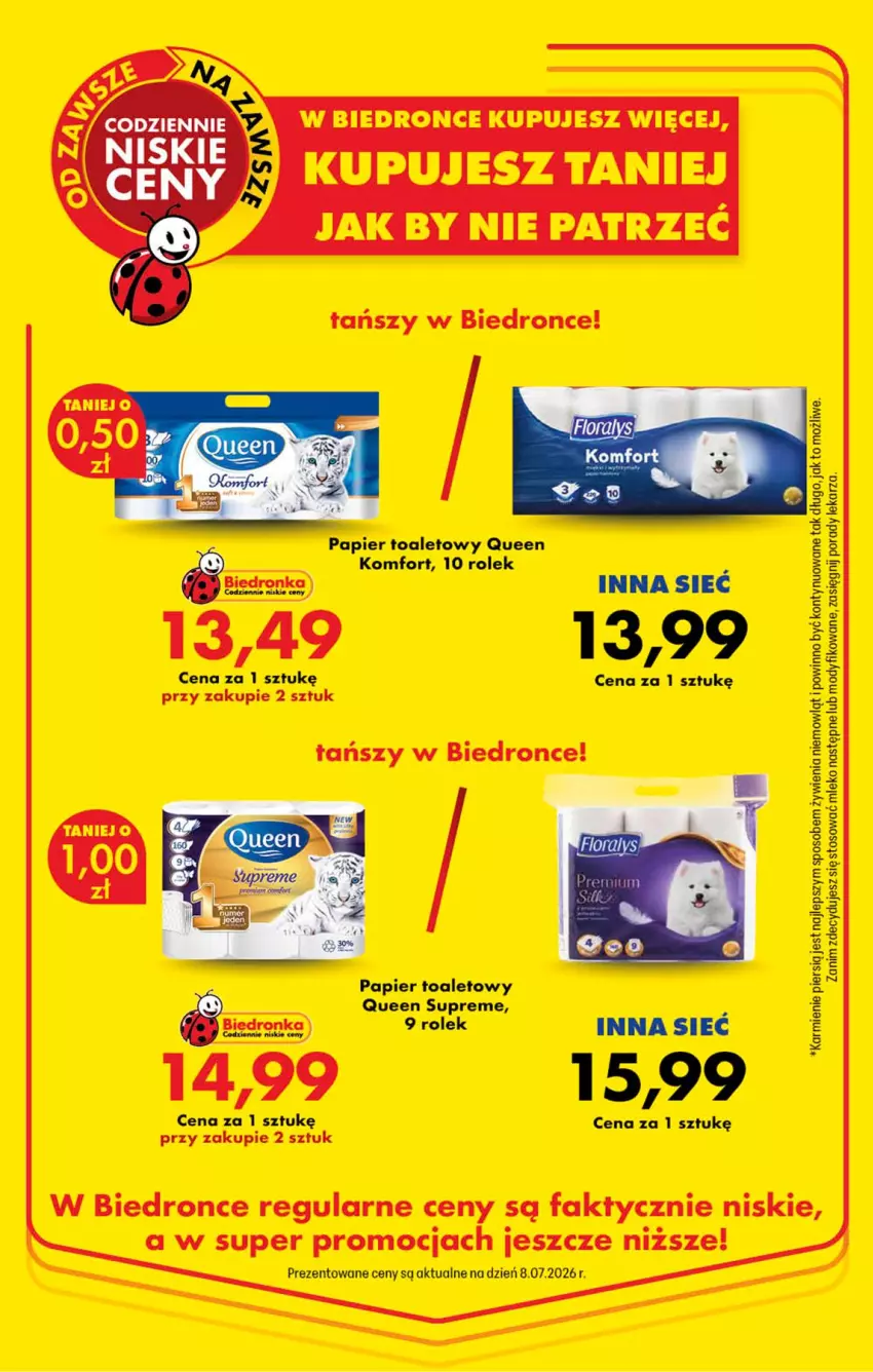 Gazetka promocyjna Biedronka - Niższe ceny regularne - ważna 01.07 do 31.07.2026 - strona 7 - produkty: Fa, Karmi, Mleko, O nas, Papier, Papier toaletowy, Por