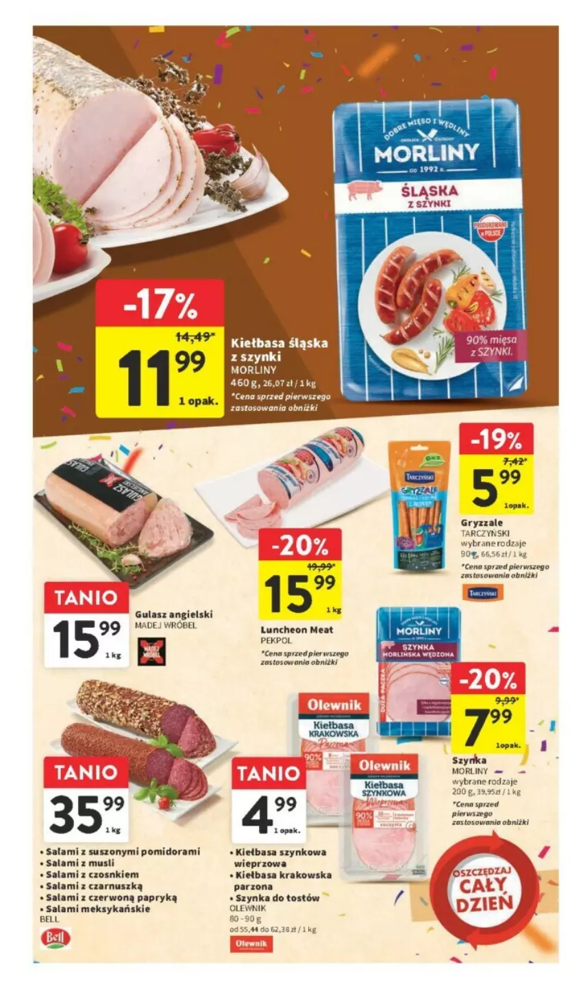 Gazetka promocyjna Intermarche - ważna 12.10 do 18.10.2023 - strona 16 - produkty: Bell, Gry, Kiełbasa, Kiełbasa krakowska, Kiełbasa śląska, Kiełbasa szynkowa, Morliny, Mus, Olewnik, Pekpol, Salami, Szynka, Szynkowa wieprzowa, Tarczyński