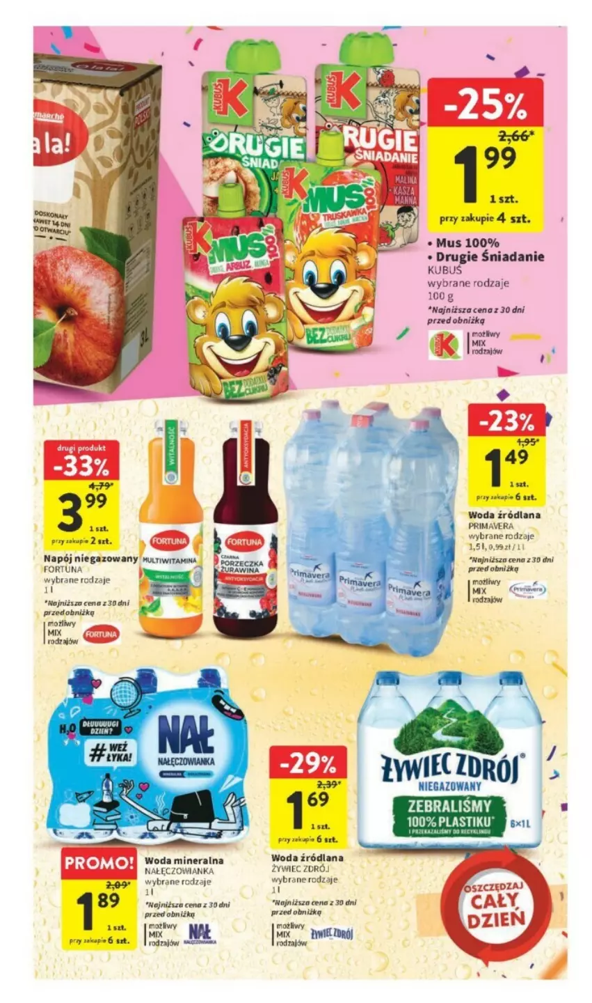 Gazetka promocyjna Intermarche - ważna 12.10 do 18.10.2023 - strona 31 - produkty: Fortuna, Kubuś, LANA, Mus, Nałęczowianka, Napój, Napój niegazowany, Prima, Primavera, Woda, Woda mineralna