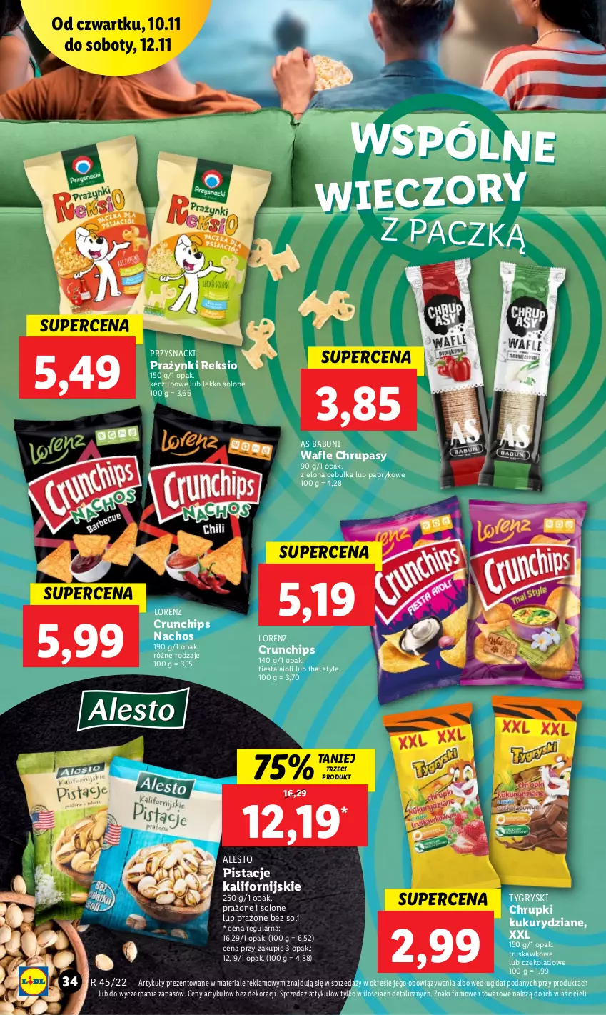 Gazetka promocyjna Lidl - GAZETKA - ważna 10.11 do 12.11.2022 - strona 36 - produkty: Babuni, Chrupki, Crunchips, Gry, Lorenz, Pistacje, Przysnacki, Wafle