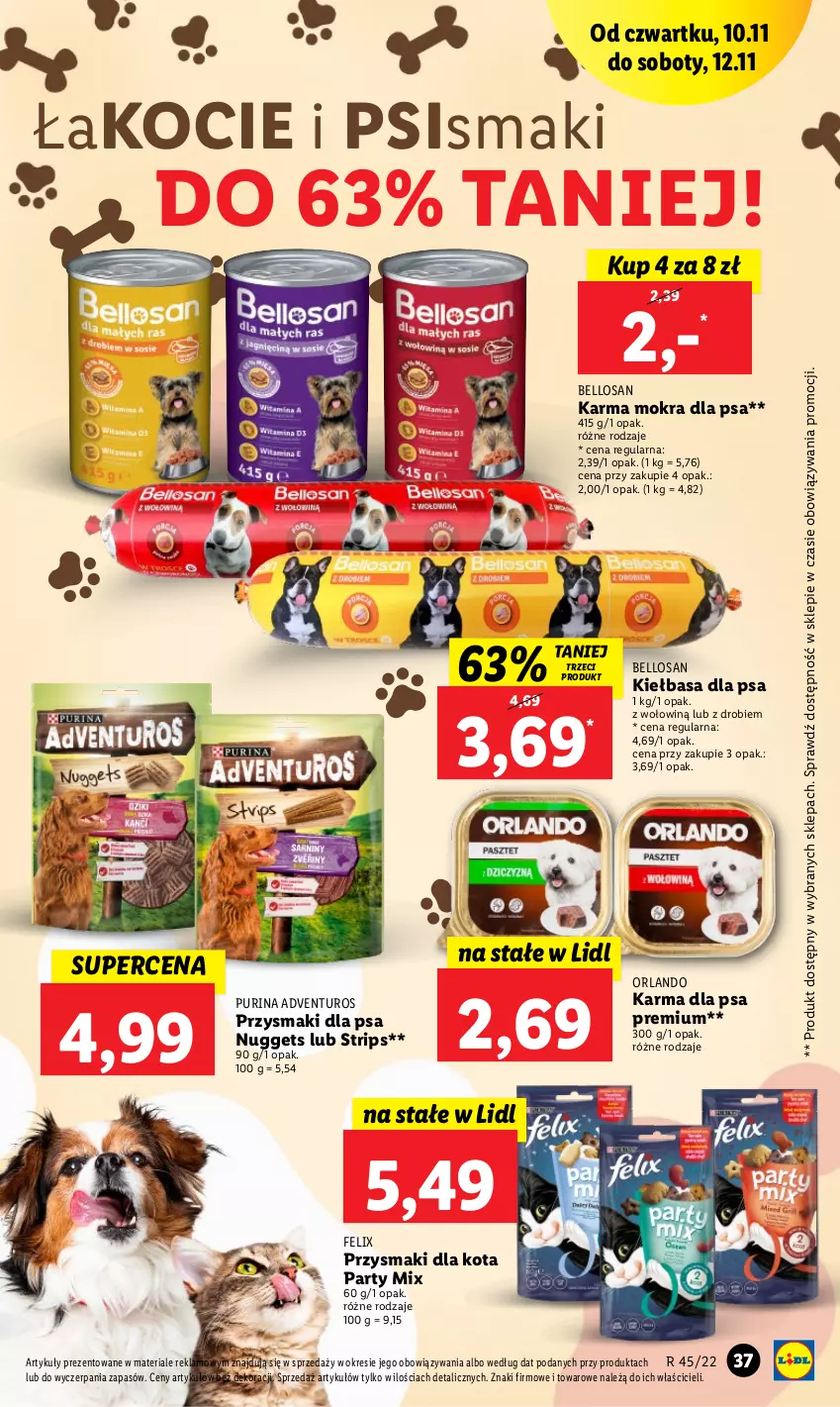 Gazetka promocyjna Lidl - GAZETKA - ważna 10.11 do 12.11.2022 - strona 41 - produkty: Adventuros, Bell, Felix, Kiełbasa, Koc, Przysmaki, Pur, Purina