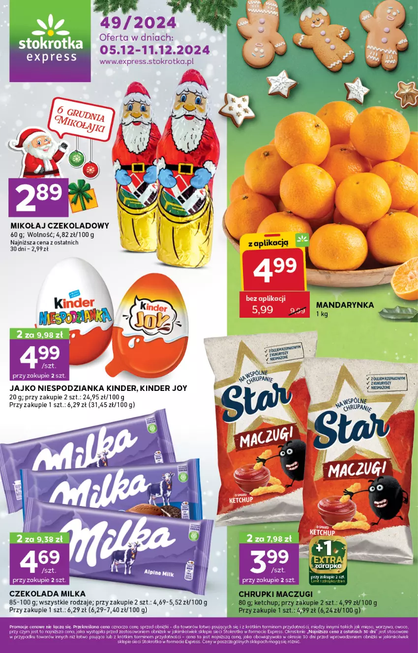 Gazetka promocyjna Stokrotka - Stokrotka Express - ważna 05.12 do 11.12.2024 - strona 1 - produkty: Chrupki, Czekolada, Fa, Ketchup, Kinder, Klej, Mięso, Milka