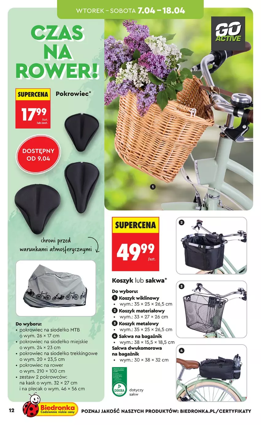 Gazetka promocyjna Biedronka - Okazje Tygodnia - ważna 07.04 do 18.04.2026 - strona 12 - produkty: Kask, Kosz, Plecak, Pokrowiec, Rower