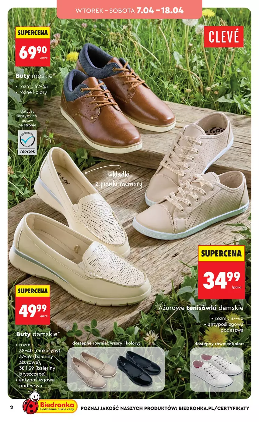 Gazetka promocyjna Biedronka - Okazje Tygodnia - ważna 07.04 do 18.04.2026 - strona 2 - produkty: Baleriny, Buty, Mokasyny