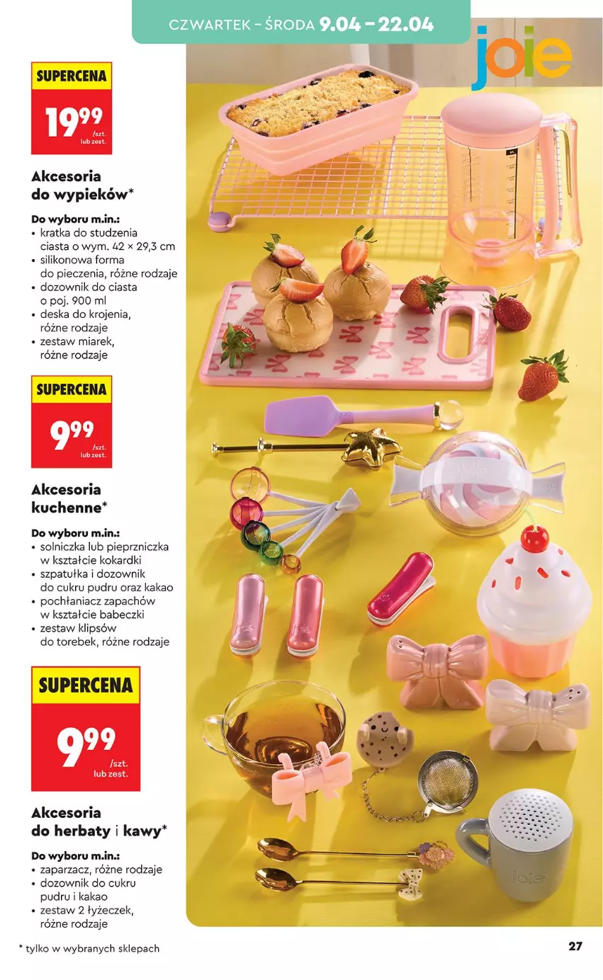 Gazetka promocyjna Biedronka - Okazje Tygodnia - ważna 07.04 do 18.04.2026 - strona 27 - produkty: Babeczki, Deska do krojenia, Dozownik, Forma do pieczenia, Kakao, Piec, Pieprz, Pieprzniczka, Solniczka, Szpatułka, Zaparzacz, Znicz