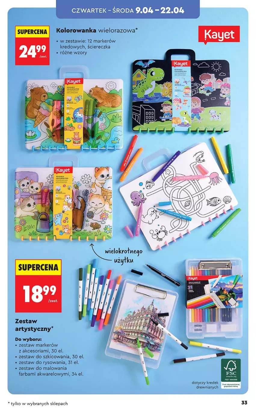 Gazetka promocyjna Biedronka - Okazje Tygodnia - ważna 07.04 do 18.04.2026 - strona 33 - produkty: Fa, Kolorowanka, Marker, Zestaw do malowania