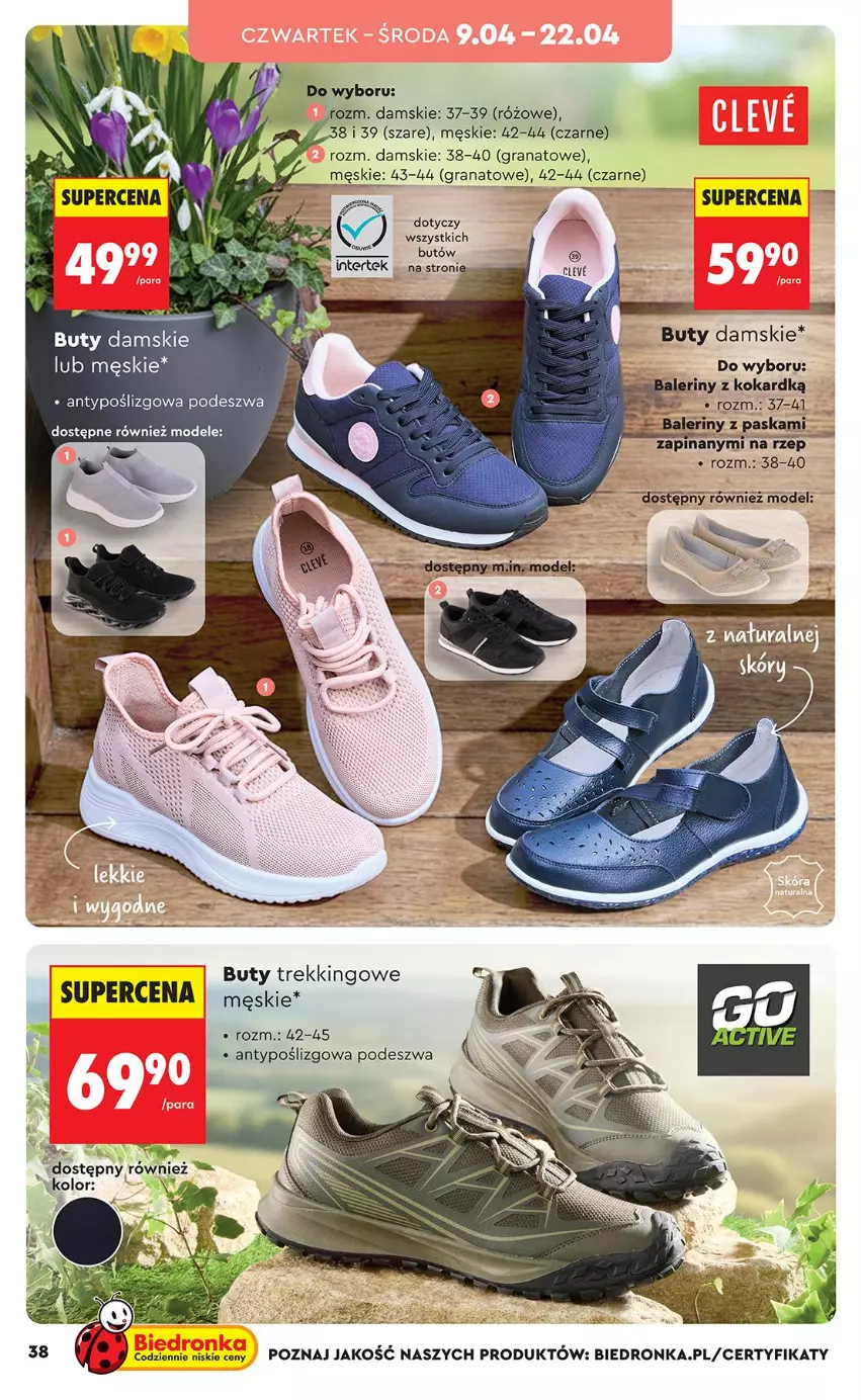 Gazetka promocyjna Biedronka - Okazje Tygodnia - ważna 07.04 do 18.04.2026 - strona 38 - produkty: Baleriny, Buty, Fa, Gra, Granat, HP