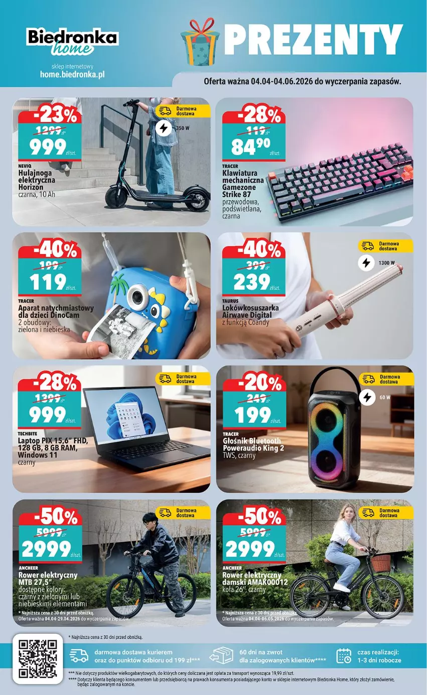 Gazetka promocyjna Biedronka - Okazje Tygodnia - ważna 07.04 do 18.04.2026 - strona 40 - produkty: Acer, Dzieci, Fa, Hulajnoga, Klawiatura, LANA, Por, Rower, Rower elektryczny, Sport, Top, Tran