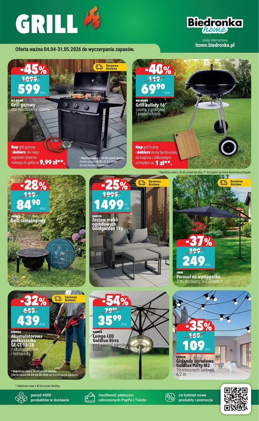Gazetka promocyjna Biedronka - Okazje Tygodnia - ważna 07.04 do 18.04.2026 - strona 41 - produkty: Akumulator, Einhell, Fa, Girlanda, Grill, Grill gazowy, Lampa, Lampa LED