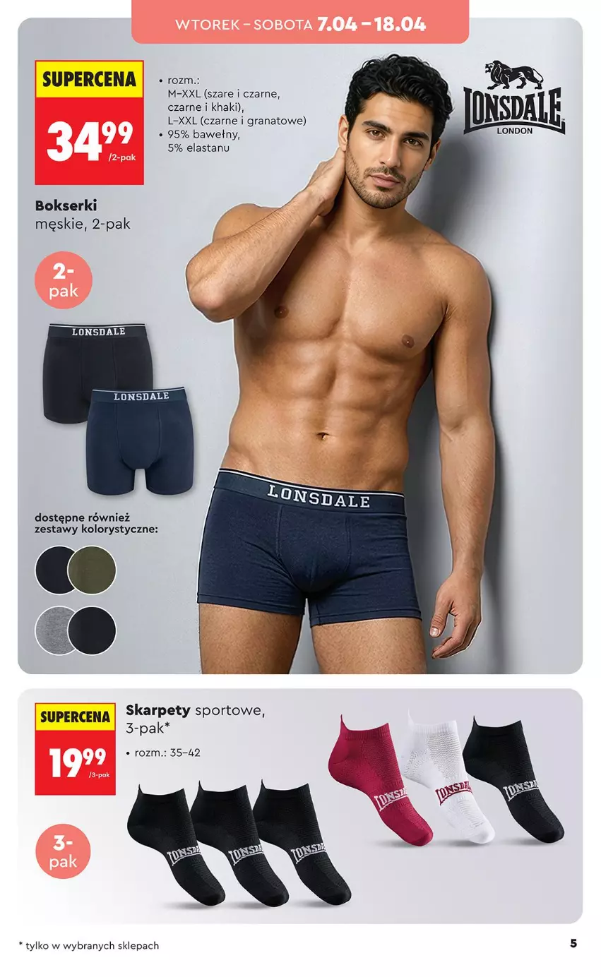 Gazetka promocyjna Biedronka - Okazje Tygodnia - ważna 07.04 do 18.04.2026 - strona 5 - produkty: Bokserki, Gra, Granat, Karp, Por, Ser, Sport