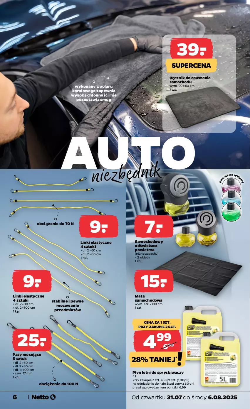 Gazetka promocyjna Netto - Od Czwartku Przemysłowa - ważna 31.07 do 06.08.2025 - strona 6 - produkty: Mata samochodowa, Odświeżacz powietrza, Ręcznik, Sok
