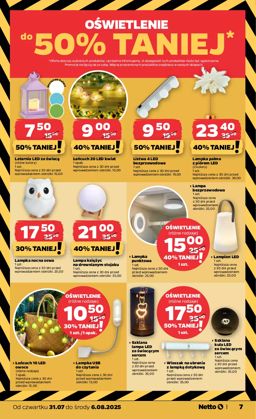 Gazetka promocyjna Netto - Od Czwartku Przemysłowa - ważna 31.07 do 06.08.2025 - strona 7 - produkty: Gra, Lampa, Lampa LED, Lampion, LANA, Latarnia, Owoce, Palma, Ser, Stojak, Ubrania, Wieszak