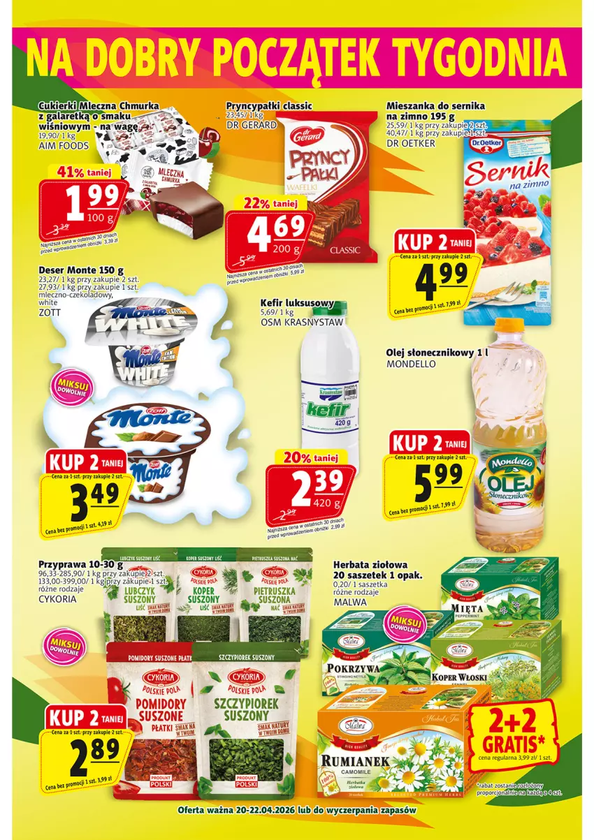 Gazetka promocyjna Prim Market - ważna 16.04 do 22.04.2026 - strona 21 - produkty: Cukier, Cukierki, Dell, Deser, Gala, Herbata, Kefir, Monte, Olej, Olej słonecznikowy, Pietruszka, Ser, Zott