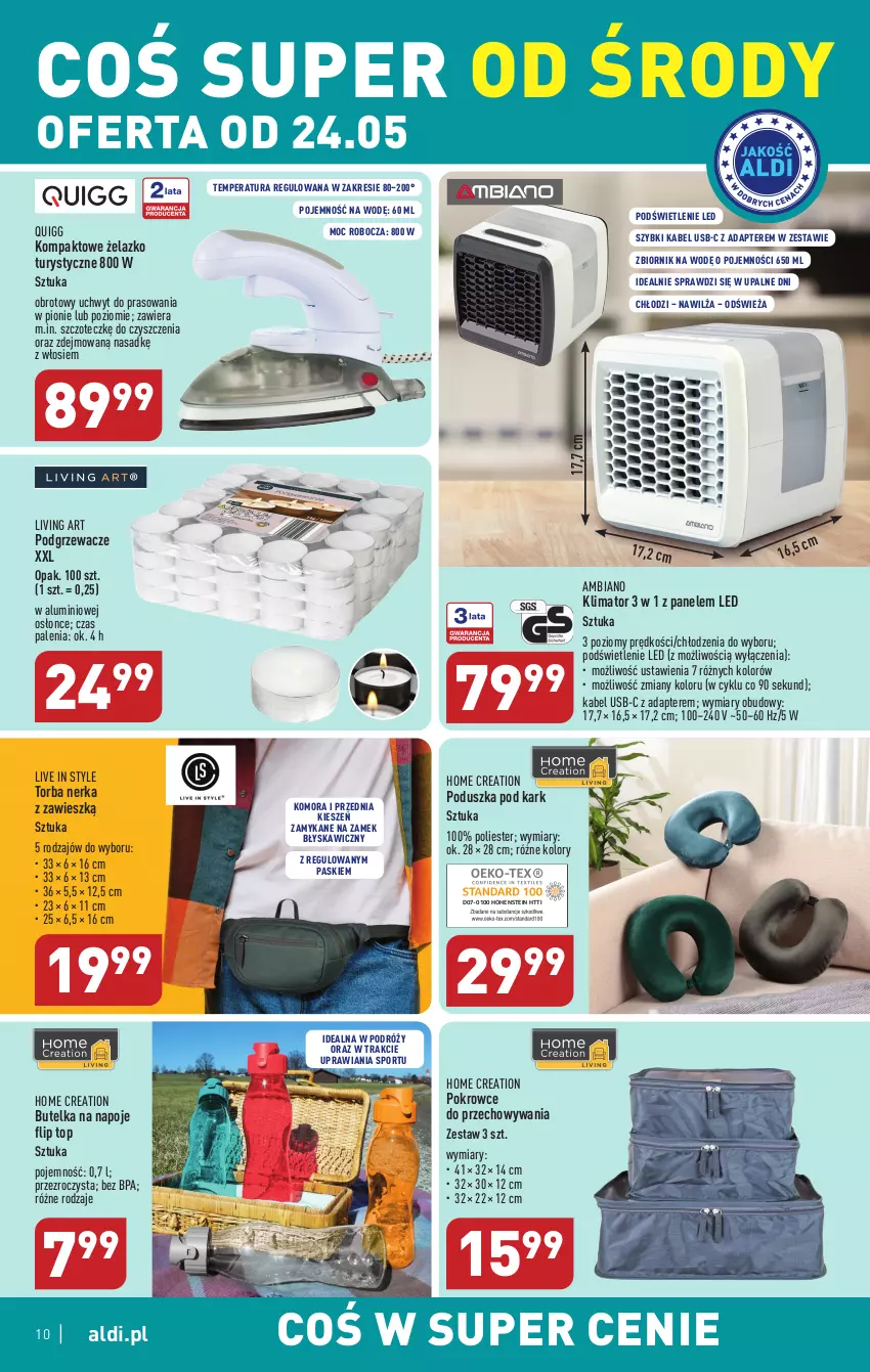 Gazetka promocyjna Aldi - ALDI ma to COŚ - ważna 24.05 do 27.05.2023 - strona 10 - produkty: Kabel USB, Napoje, Podgrzewacze, Poduszka, Poduszka pod kark, Por, Sport, Top, Torba