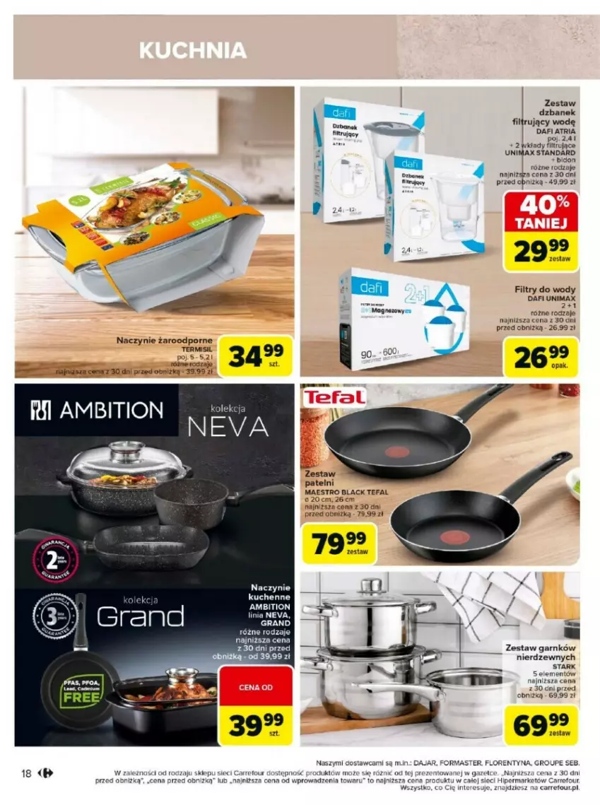 Gazetka promocyjna Carrefour - ważna 13.01 do 26.01.2025 - strona 10 - produkty: Dzbanek, Dzbanek filtrujący, Fa, Gra, Lack, Naczynie żaroodporne, Por, Tefal